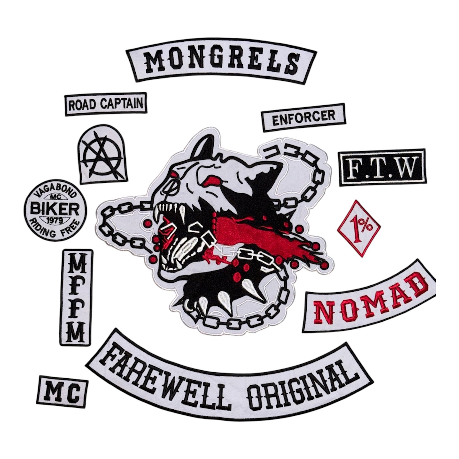 Mongrels Farewell original mc iron on embroidered set Jacket / Vest Patches