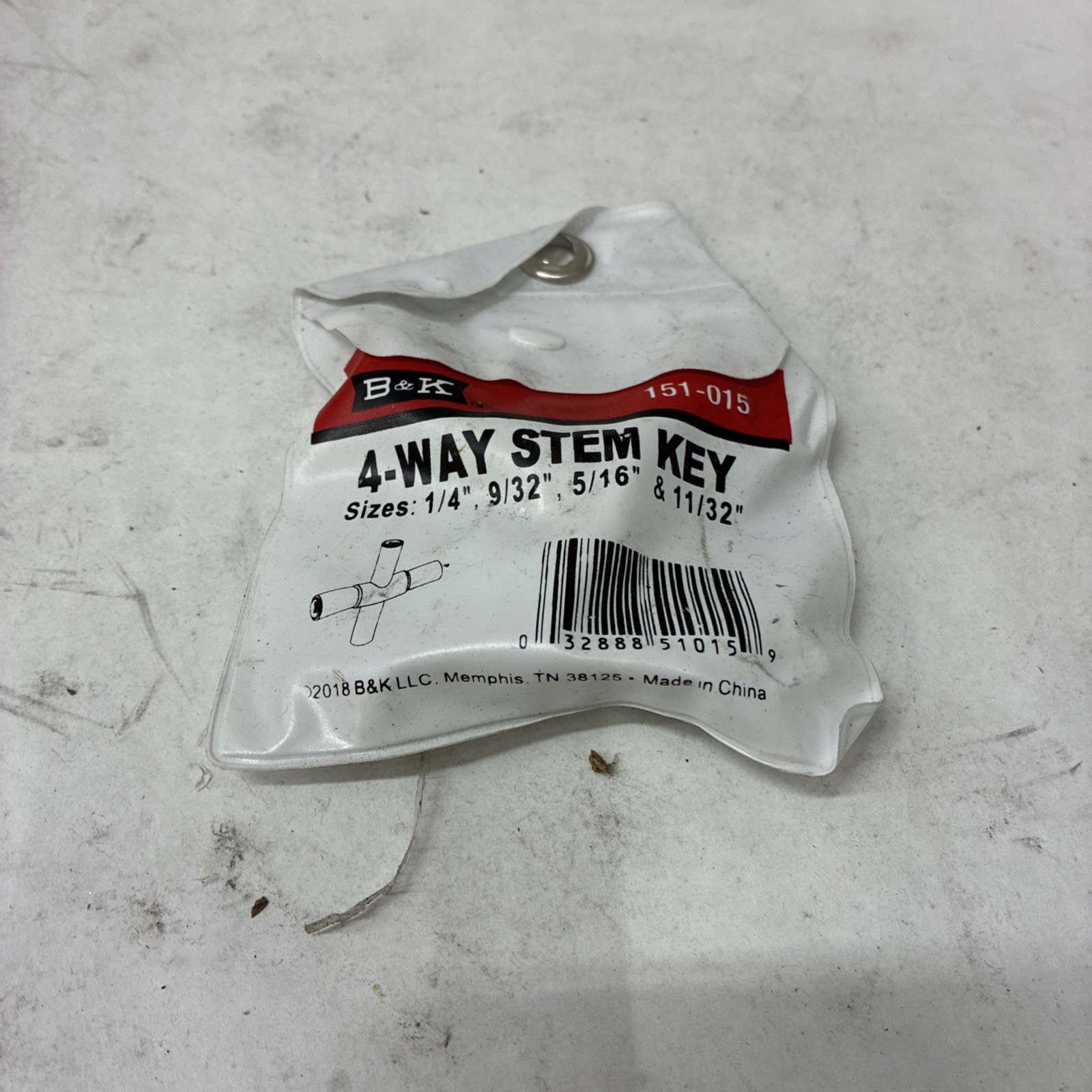 B & K Square Stems 1/4 " 9/32 " 5/16 " 11/32 " 4 Way Stem Key 151-015