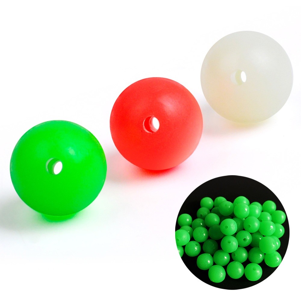 1000pcs 3-14mm Luminous Fishing Beads Green Glow Fish Plastic Beads Lure Tackle