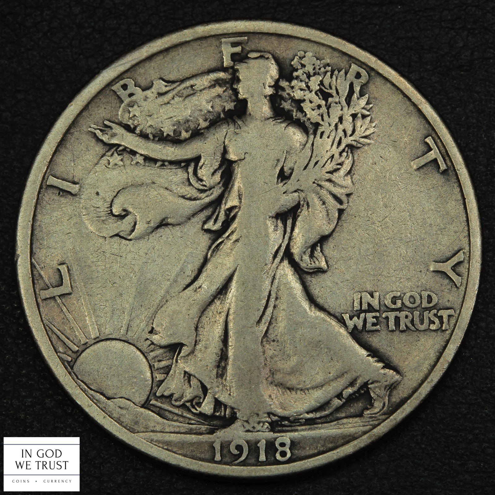 1918 D Walking Liberty Silver Half Dollar 50C