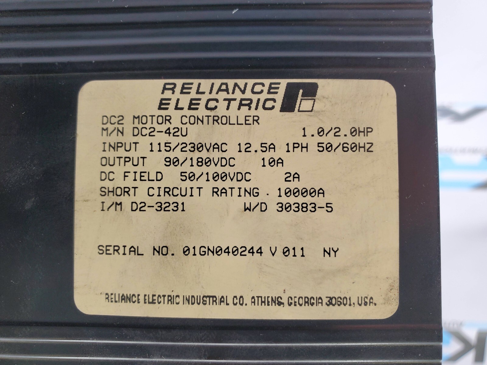 TESTED Reliance Electric DC2-42U DC Motor Controller 1Ph 115/230V 12.5A *READ*