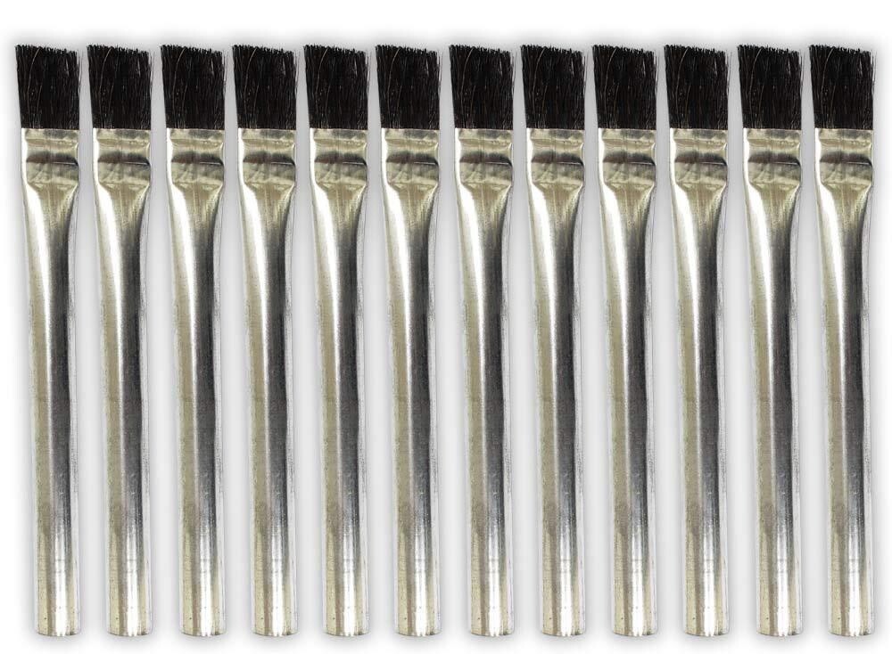 12pc Acid Brush Set Horsehair Bristle 1/2"-Tubular Handle Brushes 6" Long #13901