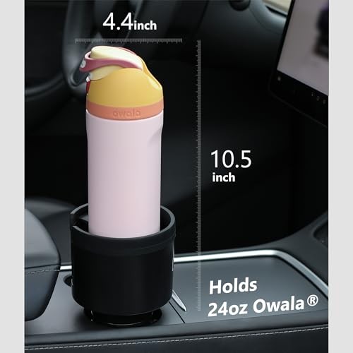 Car Cup Holder Expander with Offset Adjustable Base, Compatible Medium*1 Black