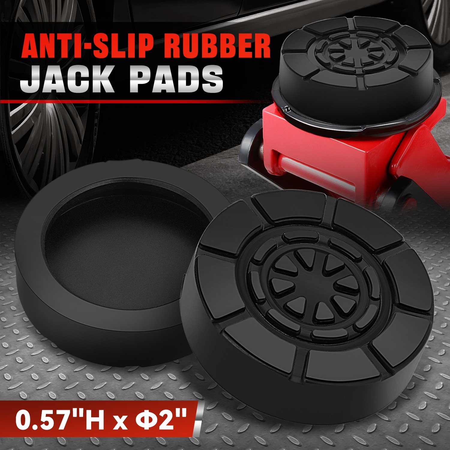 2pcs Floor Jack Stand Rubber Pad Adapter Car Truck Slotted Frame Rail Protector