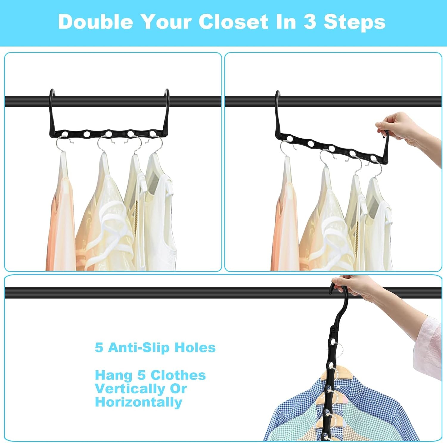 Heavy Duty Magic Hangers 10 Pack Space Saving Closet Organizer for Dorm Room