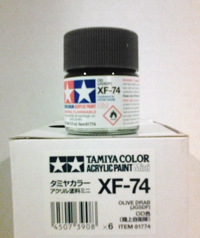 Tamiya acrylic paint XF-74 Olive drab. 10ml Mini.