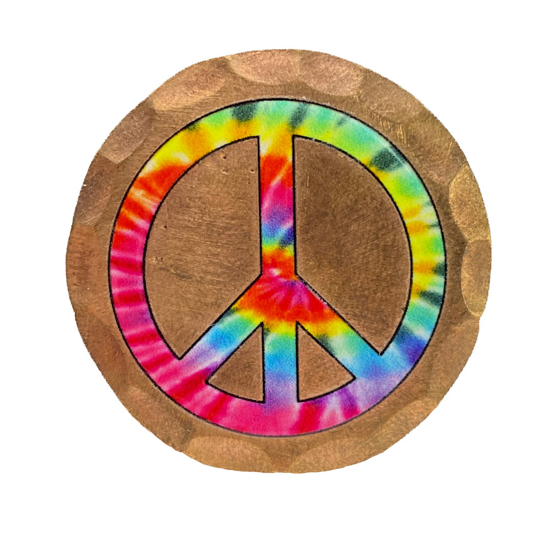 Tie Dye Peace Symbol Copper Golf Ball Marker by Sunfish