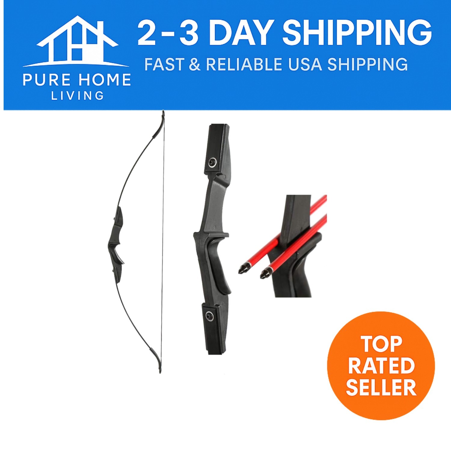 Ambidextrous 57" Black Archery Bow for Beginners - Lightweight & Ergonomic