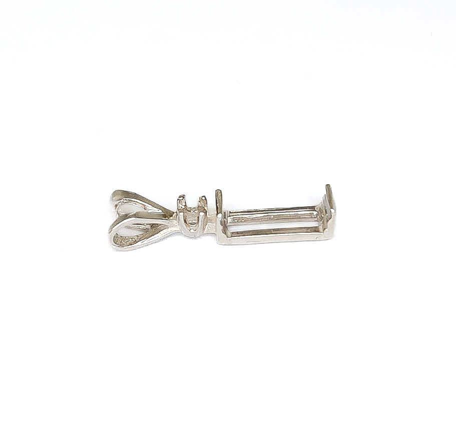 Shallow Baguette with Accent Sterling Silver Pendant Setting