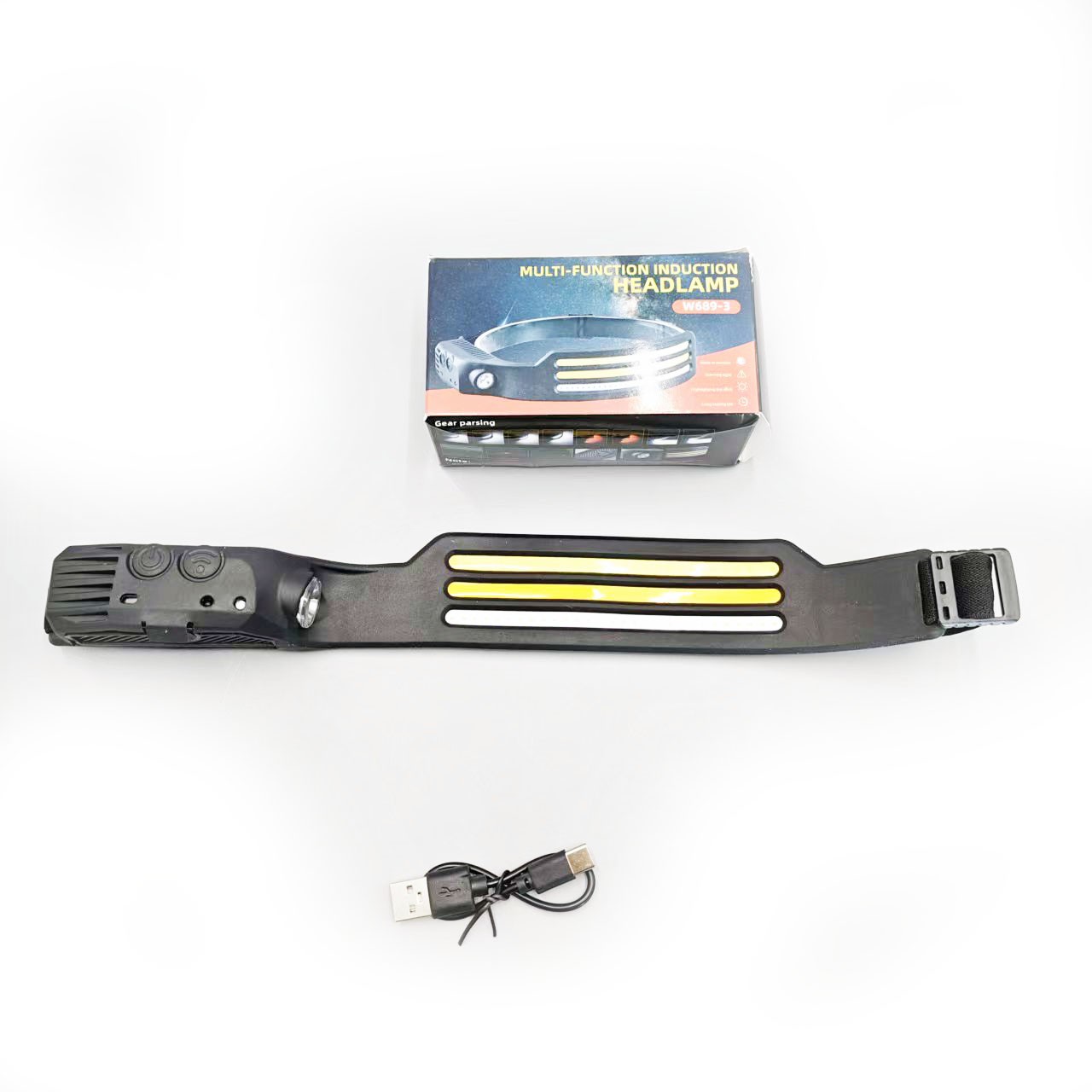 3 COB LED Headlamp USB Rechargeable Headlight Bar Head Band Torch Work Light