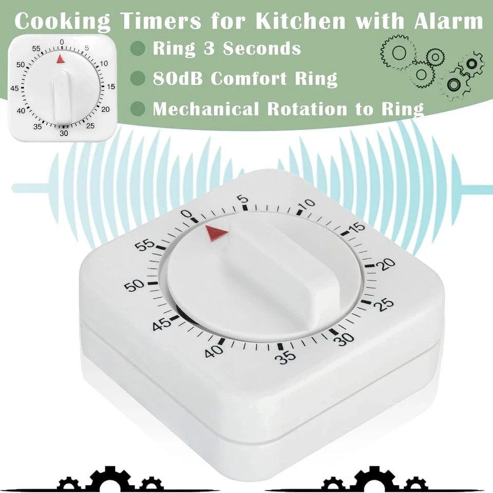 1 Pack 60 Minute Mechanical Kitchen Timer Loud Ring Wind Up Cooking Alarm
