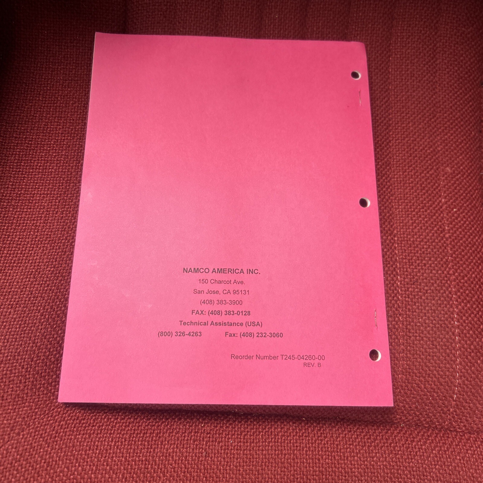 Namco TEKKEN 2 Arcade Video Game Manual - good used original