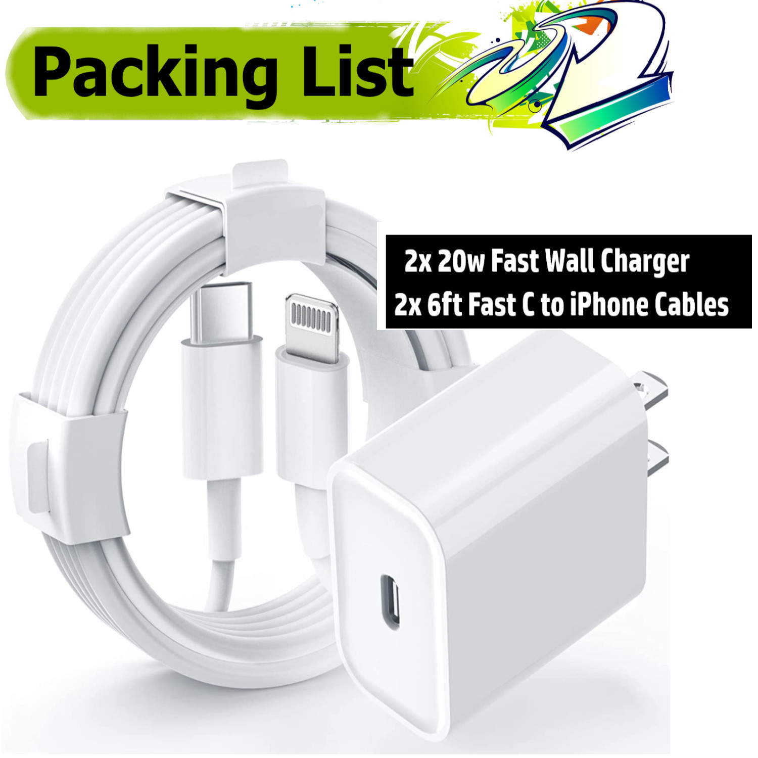 2 Pack Fast Wall Charger For iPhone 12 13 14 15 16 17 iPad X XR XS 8 7 6 Pro Max