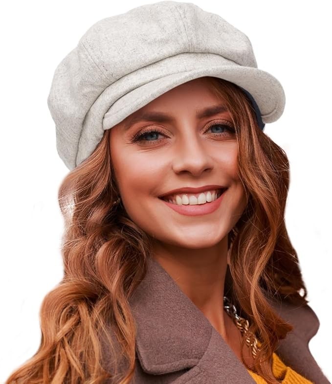 Women Octagonal Newsboy Cap Vintage Wool 8 Panels Cabbie Gatsby Visor Beret Hats