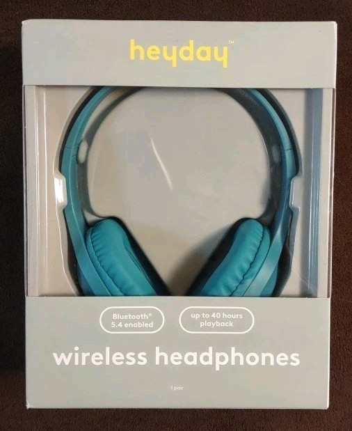 Heyday Wireless Headphones Bluetooth 5.4 Enabled Up To 40 Hours Play Teal NEW