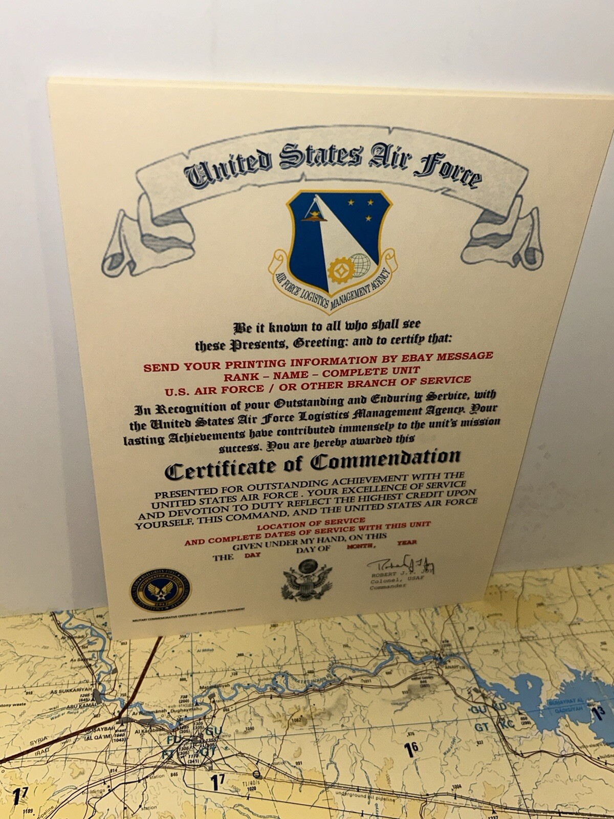U.S.A.F. / AIR FORCE LOGISTICS MANAGEMENT AGENCY - CERTIFICATE OF COMMENDATION