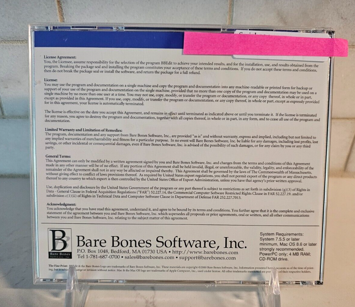 RARE VTG BBEdit Bare Bones Software 6.0.2 Premier HTML & Text Editor Macintosh