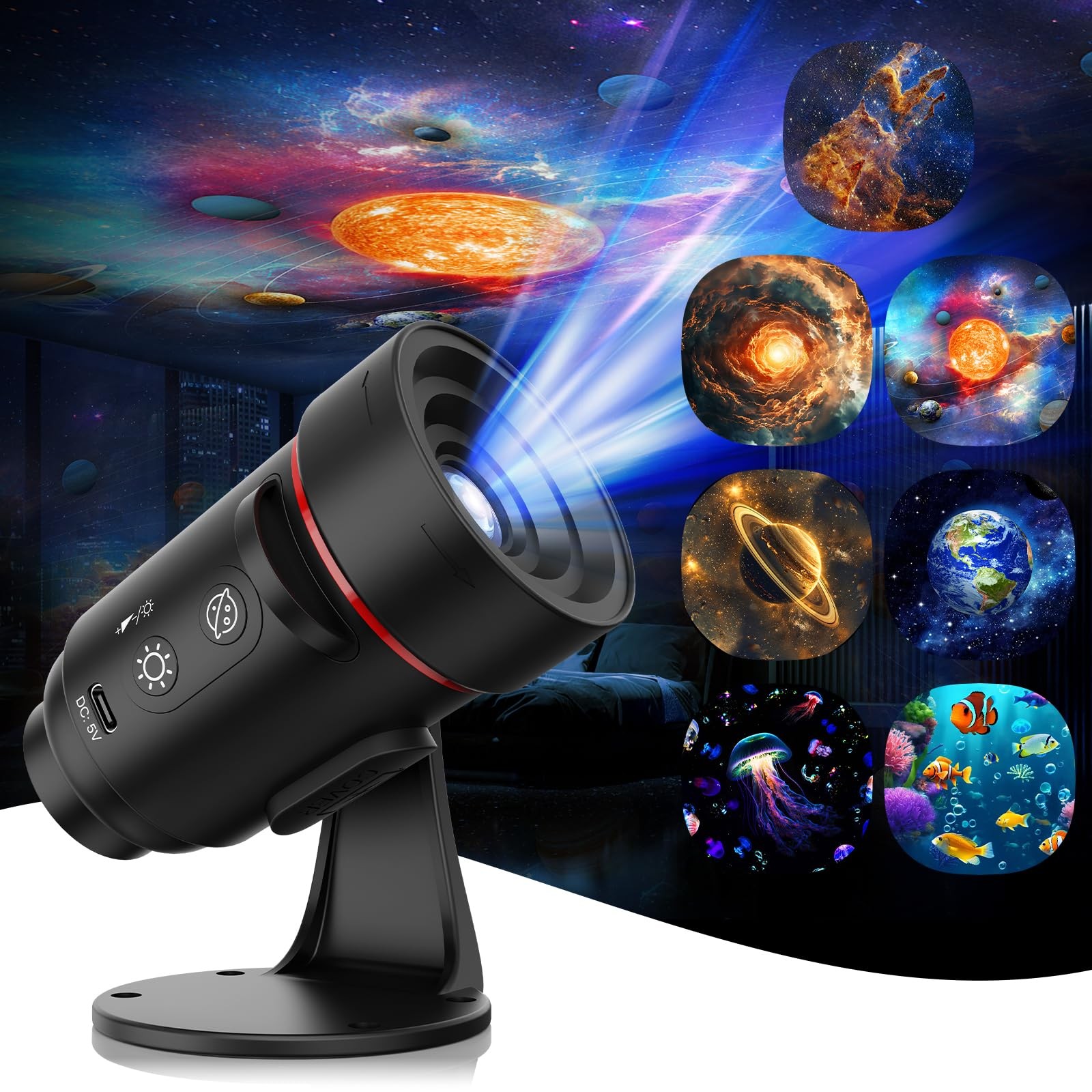 [2025 Upgraded] Galaxy Projector with Wall Lamp, 2 in 1 HD Brighter Wider Pro...