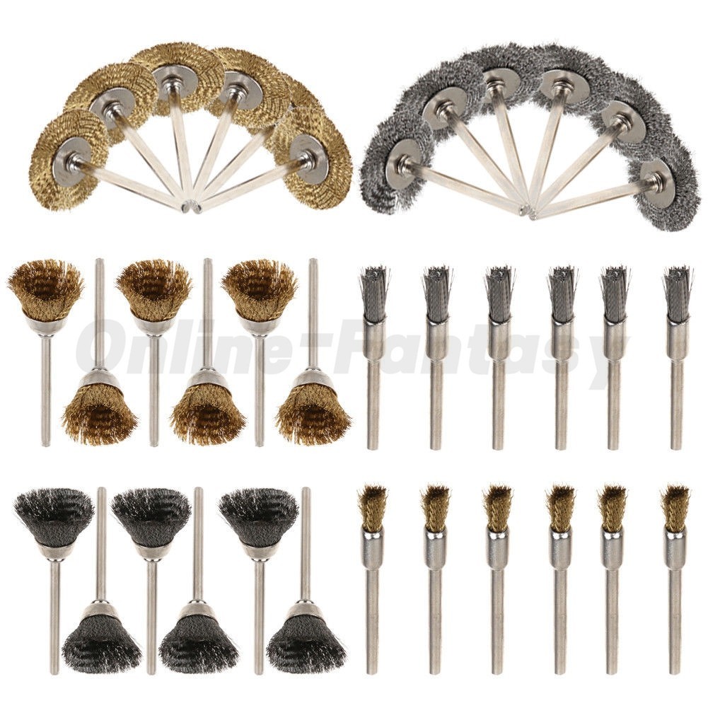 36Pcs Steel Wire Cup Wheel Mixed Brush Die Grinder Set for Dremel Rotary Tool