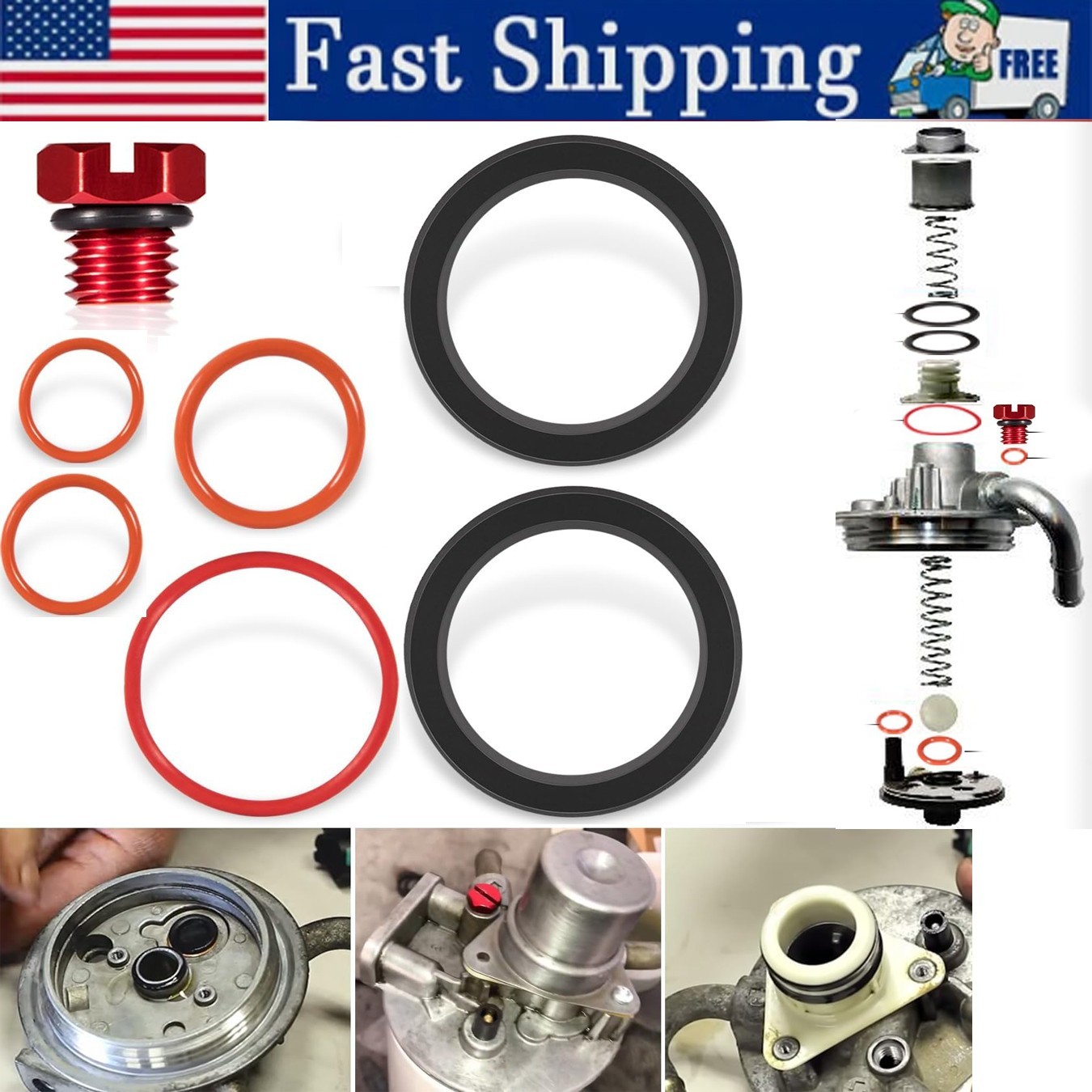 6.6L Duramax Fuel Filter Primer Rebuild Seal Kit  For 2001-2013 6.6L Chevy GMC L