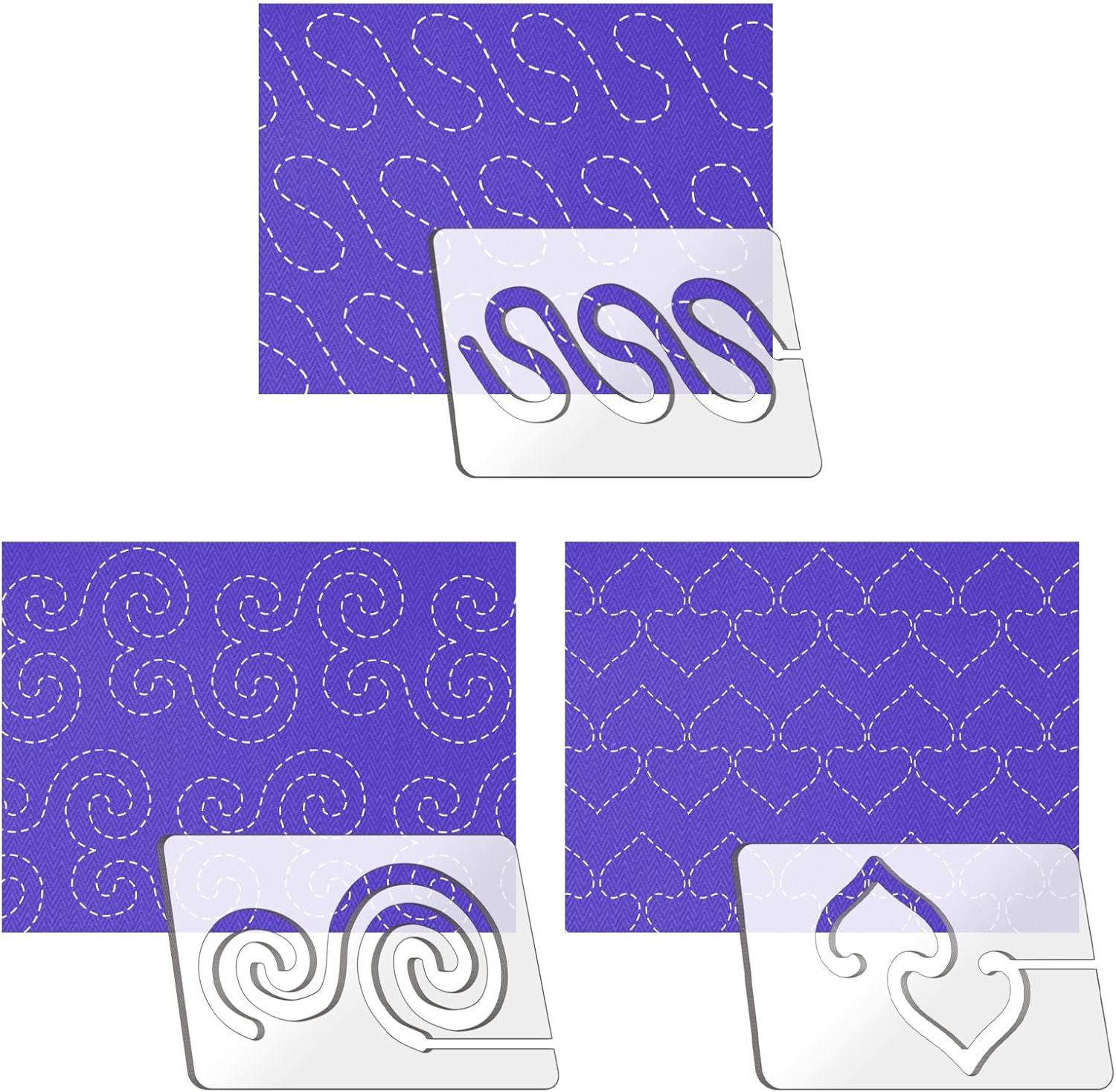 3Pcs Free Motion Quilting Rulers and Templates Set Quilting Templates for Machin