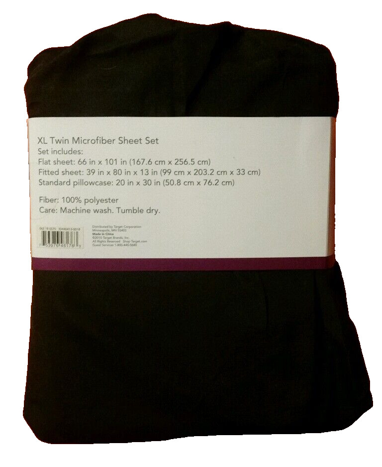 Room Essentials Style XL Twin Microfiber Sheet Set Black