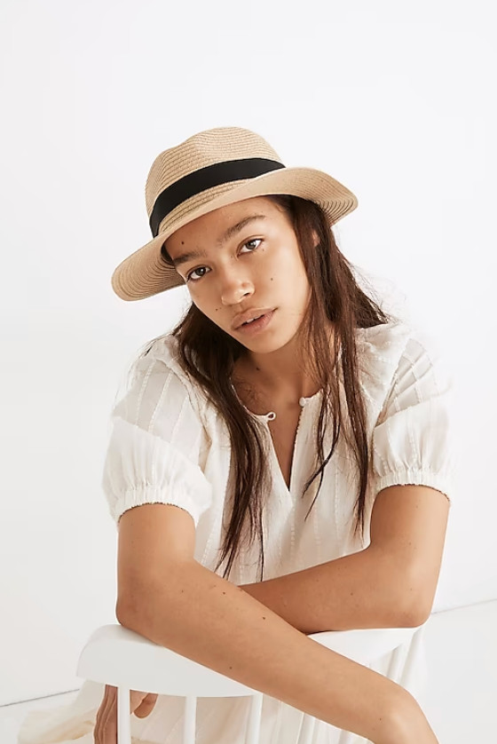 Madewell Women's $40 Packable Fedora Hat Natural Size M/L MD501