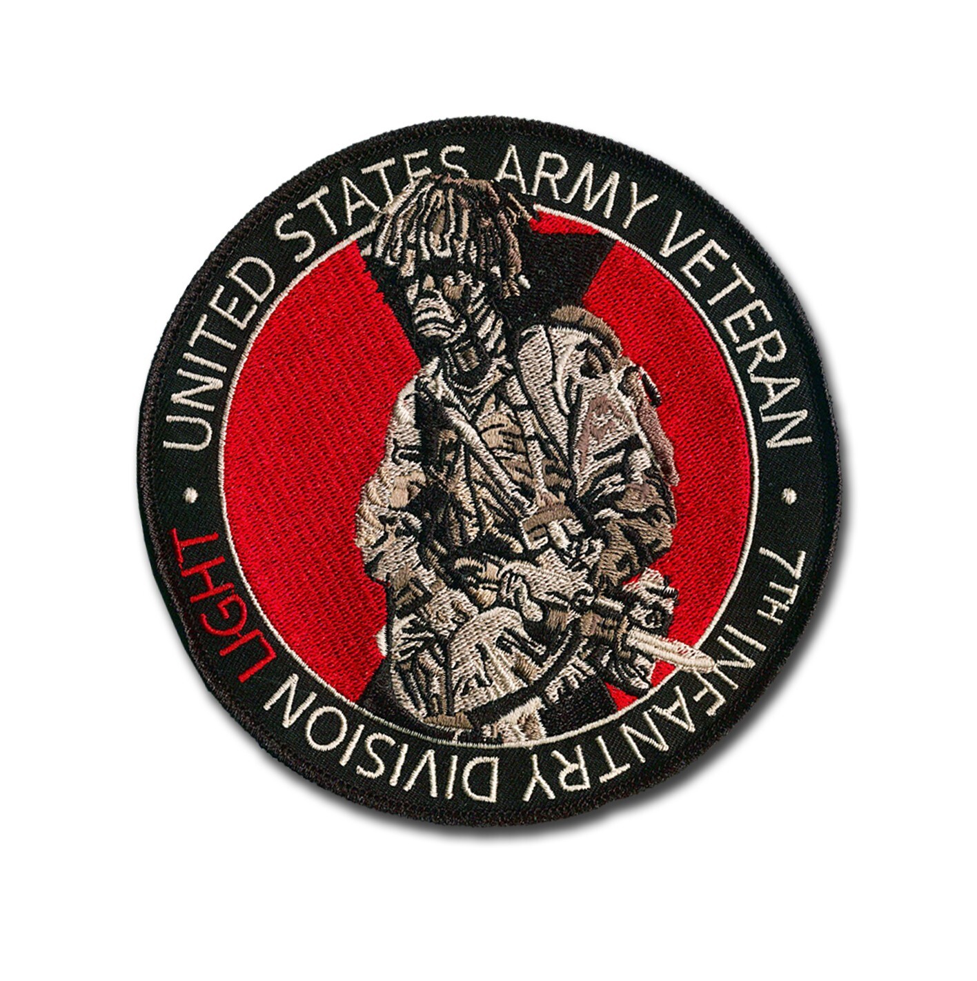 7th Infantry Division - Lightfighter Kneeling - 5 inch embroidered patch w/ wax