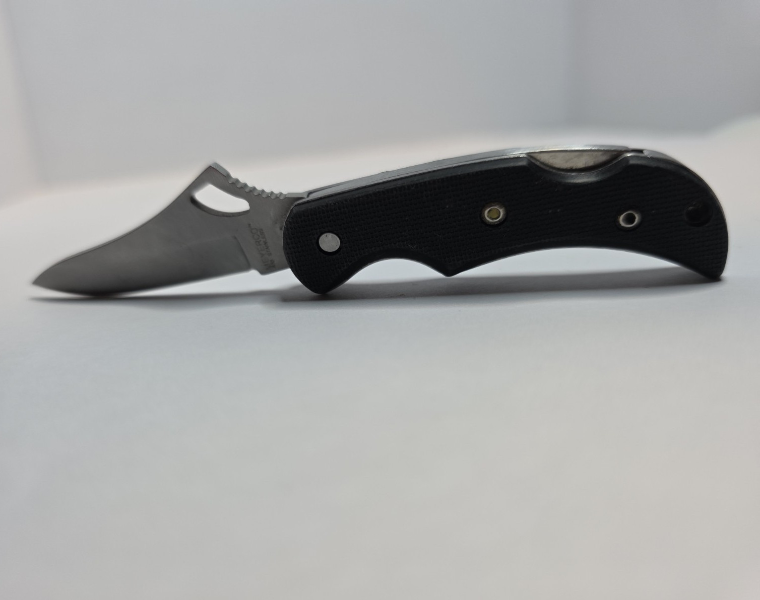 Meyerco 440 Mini Folding Pocket Knife 2in Stainless Straight Blade Black Handle