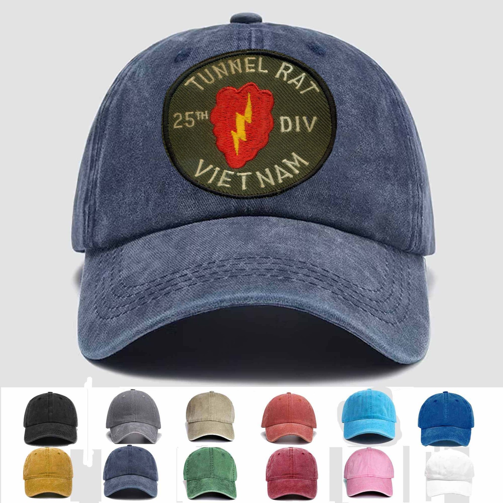 Customized Embroidered Hat US Army 25th Division Tunnel Rat Vietnam, Trucker Hat