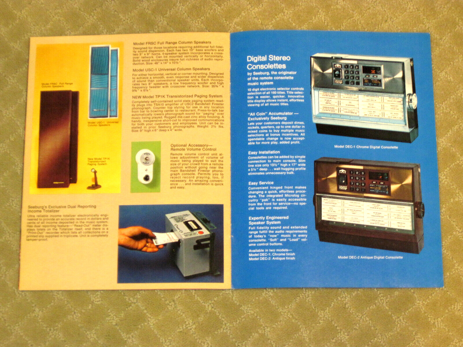 Bandshell Firestar Seeburg Jukebox Arcade Flyer / Brochure / Ad - Foldout