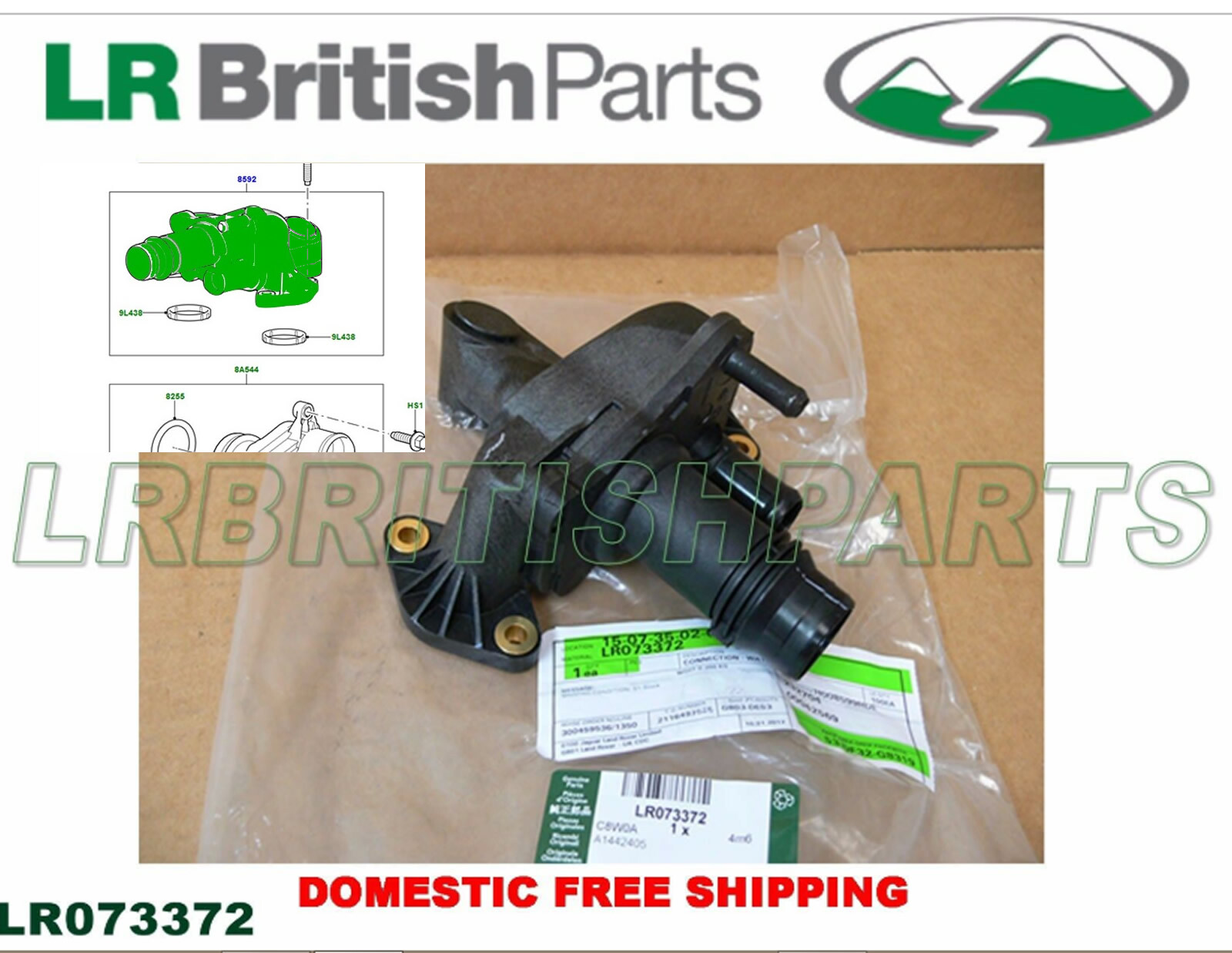 LAND ROVER DIESEL THERMOSTAT OUTLET CONNECTOR RANGE ROVER LR3 LR4 SPORT LR073372
