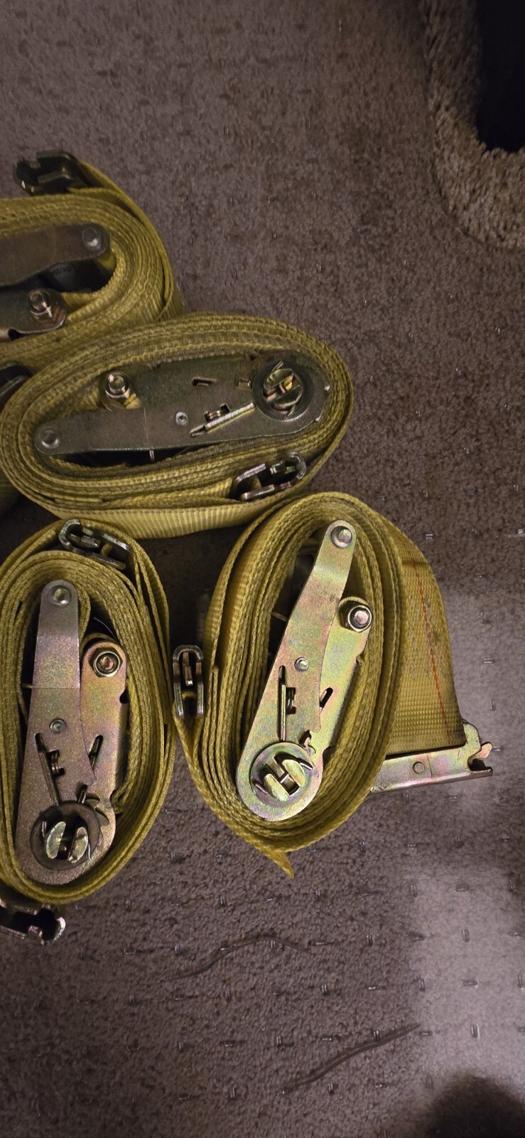(7) Cargo Control E-Track Ratchet Buckle Strap w/ Spring Clips 1000 lbs WLL 12'