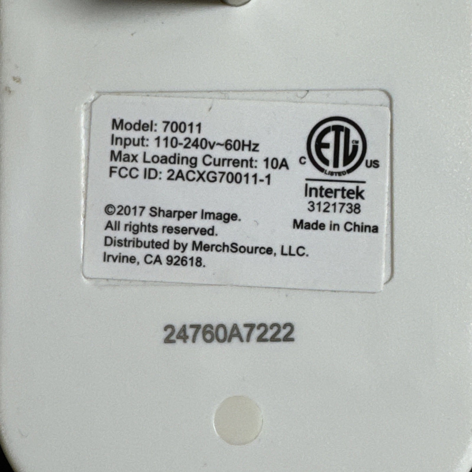 Sharper Image Smart Wifi Plug US Socket Model 70011