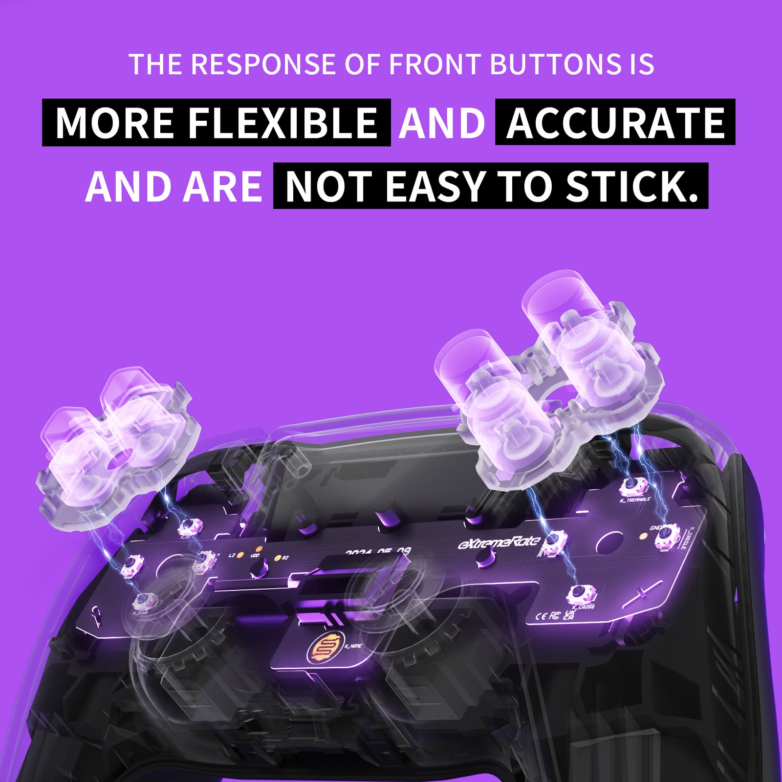 eXtremeRate Face Clicky Kit for PS5 Controller BDM-030/040/050/060 Face Buttons