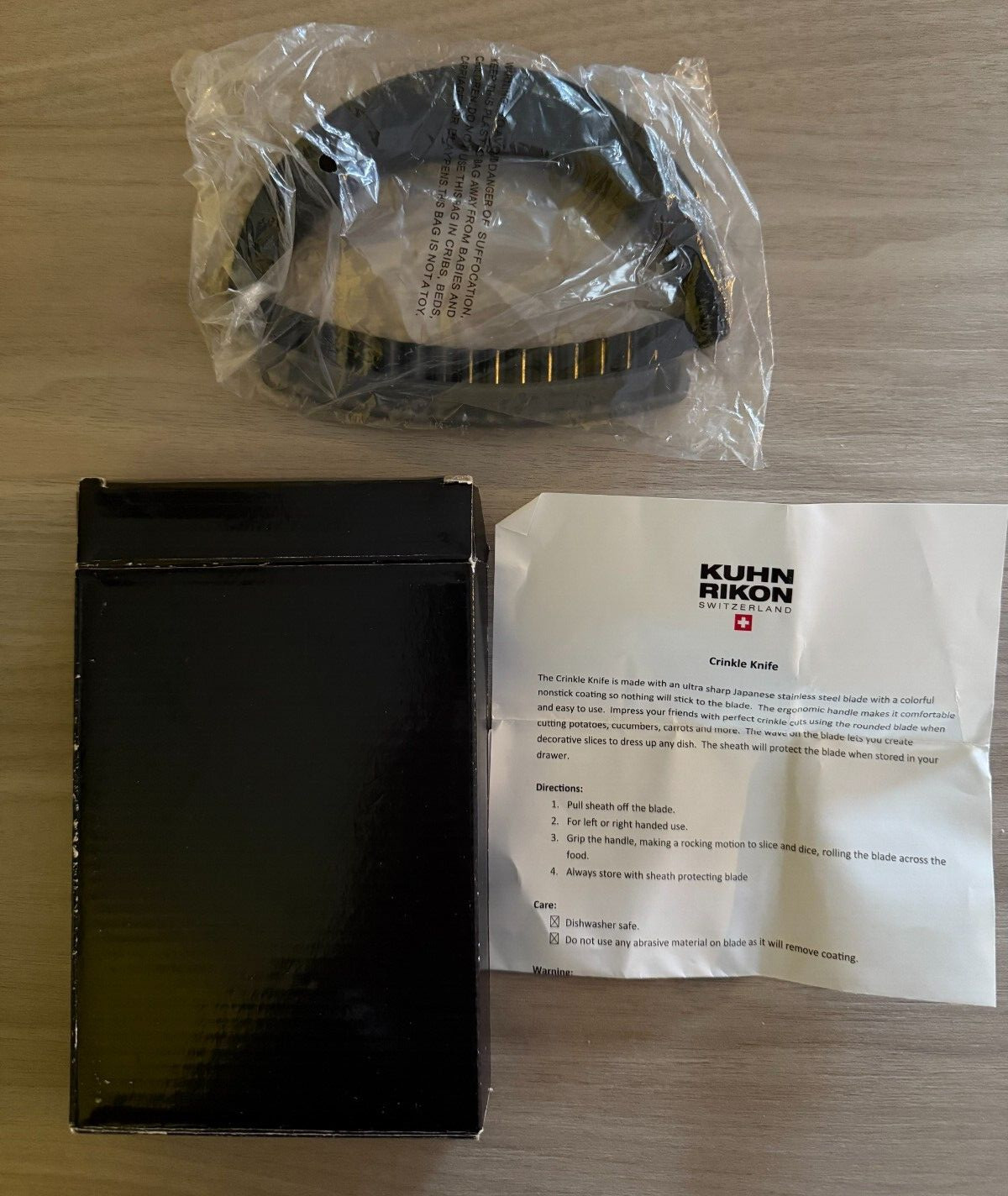 Kuhon Rikon Crinkle Knife, NIB, Instructions, Japanese Stainless Steel Blade