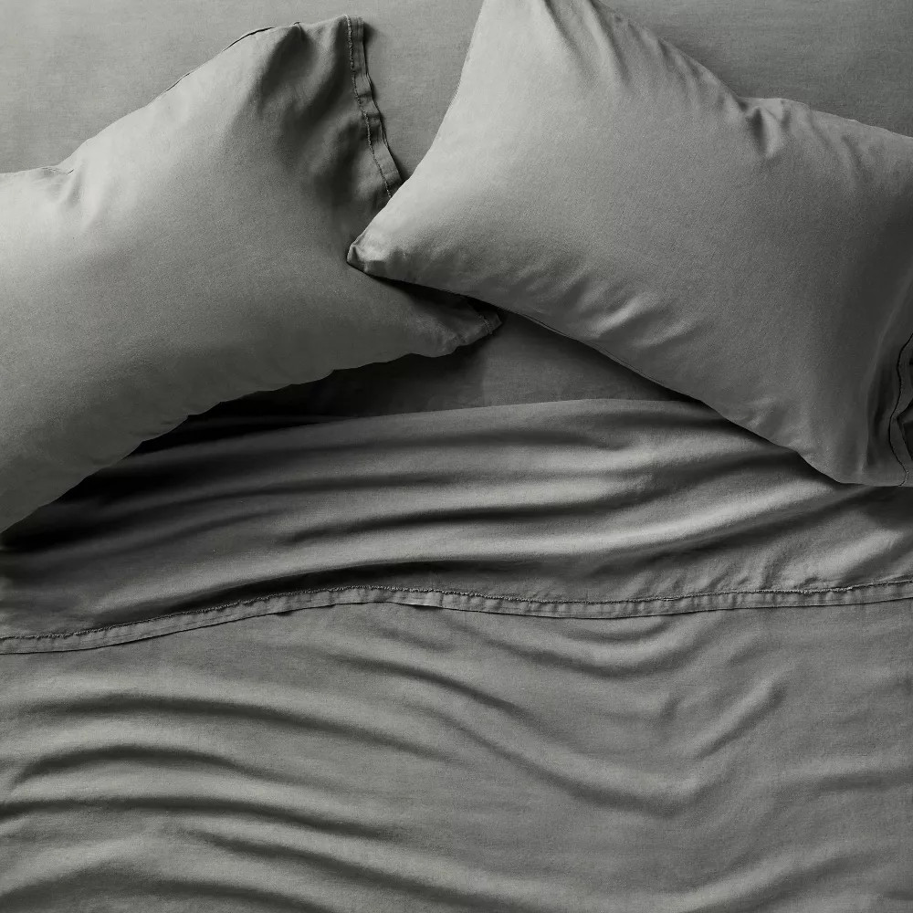 Full 100% Linen Sheet Set Dark Gray - Casaluna