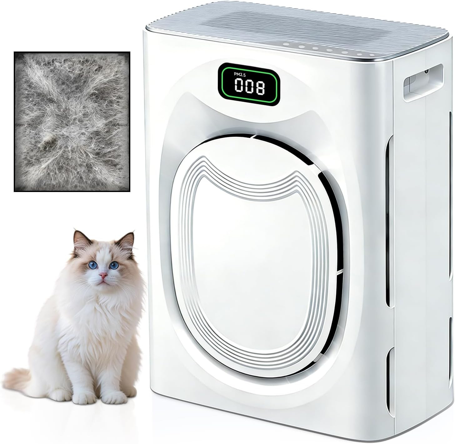 Pet Air Purifiers for Home Large Room up to 2500 Ft², H13 HEPA & Washable Double