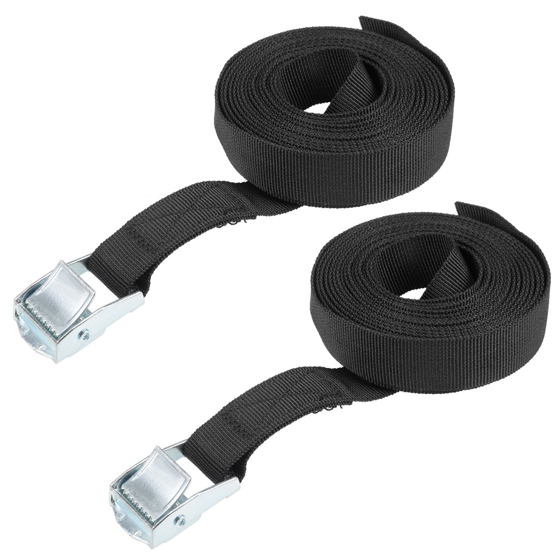 3.5Mx25mm Lashing Strap Cargo Tie Down Cam Lock Buckle Up to 80Kg, Black, 2Pcs