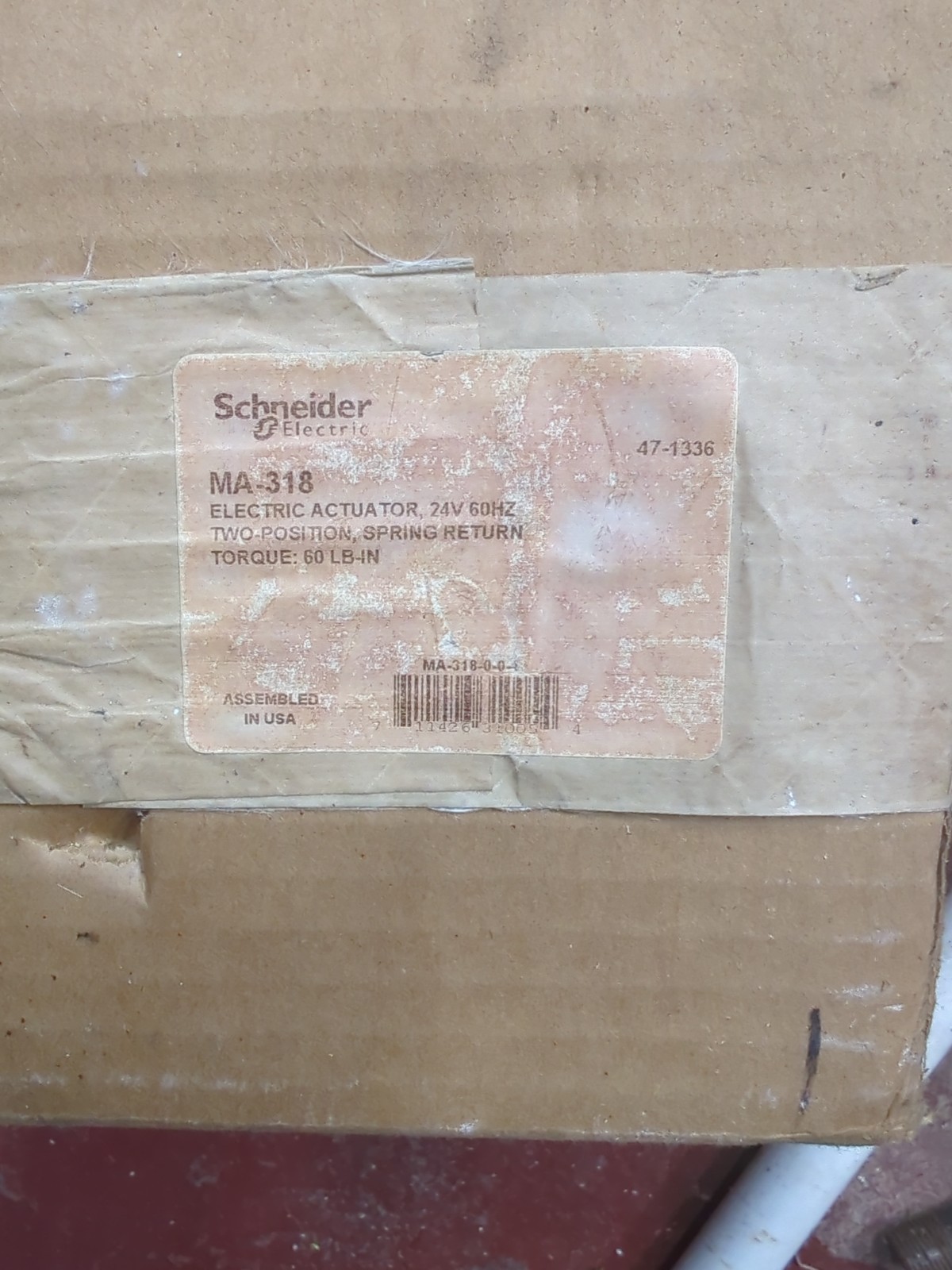 Schneider Electric Ma-318 Electric Actuator 24 Volt Two Position Spring Return