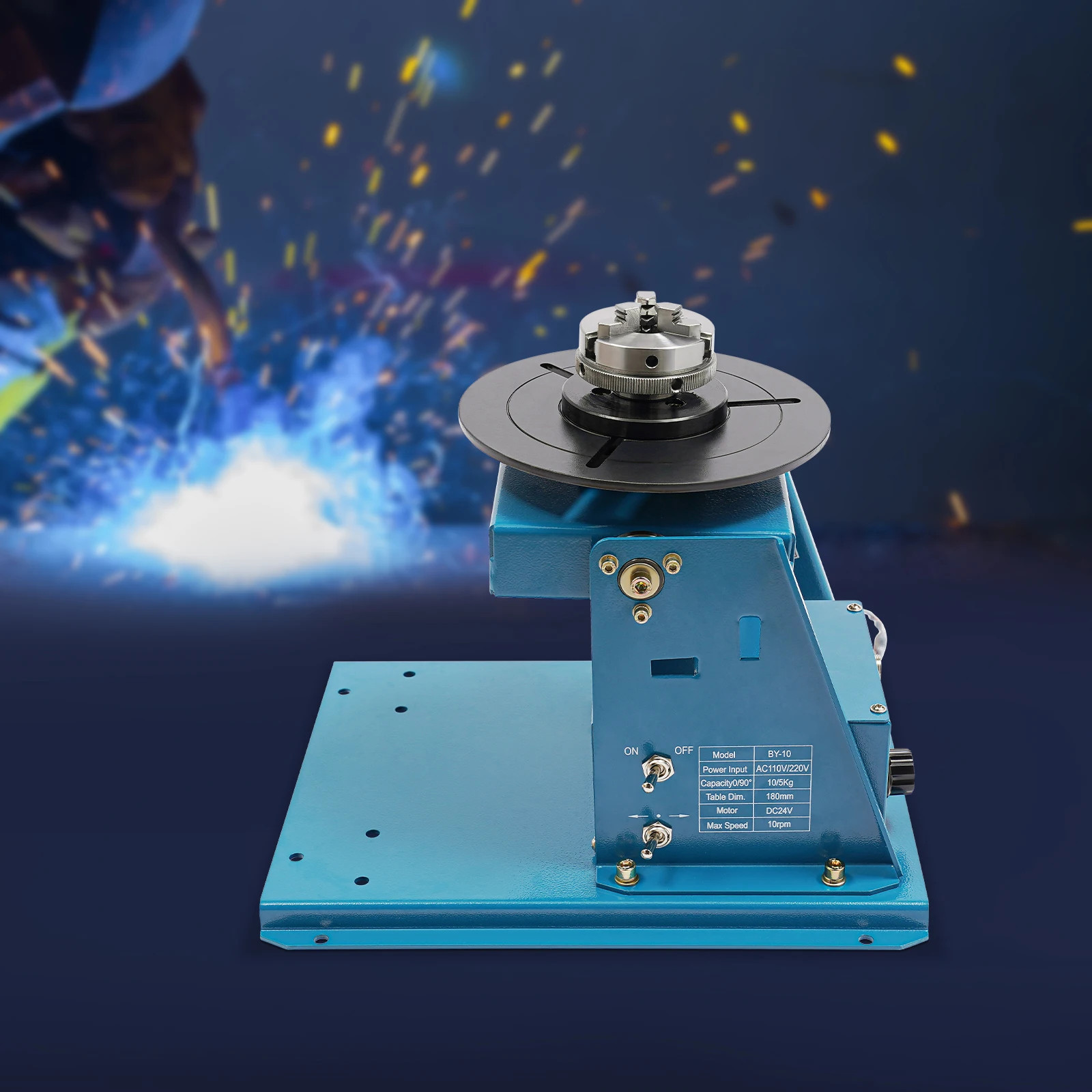 Horizontal Load Capacity 10KG Lightweight Welding Positioner Automatic Rotation