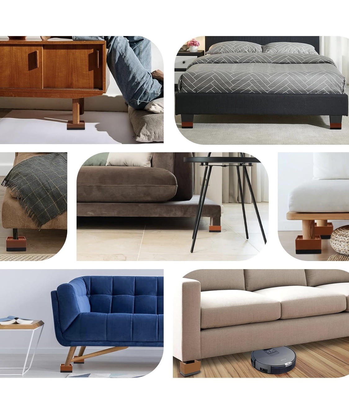 Furniture Risers Rectangle Adjustable Risers Blocks for Bed Sofa Table and Co...