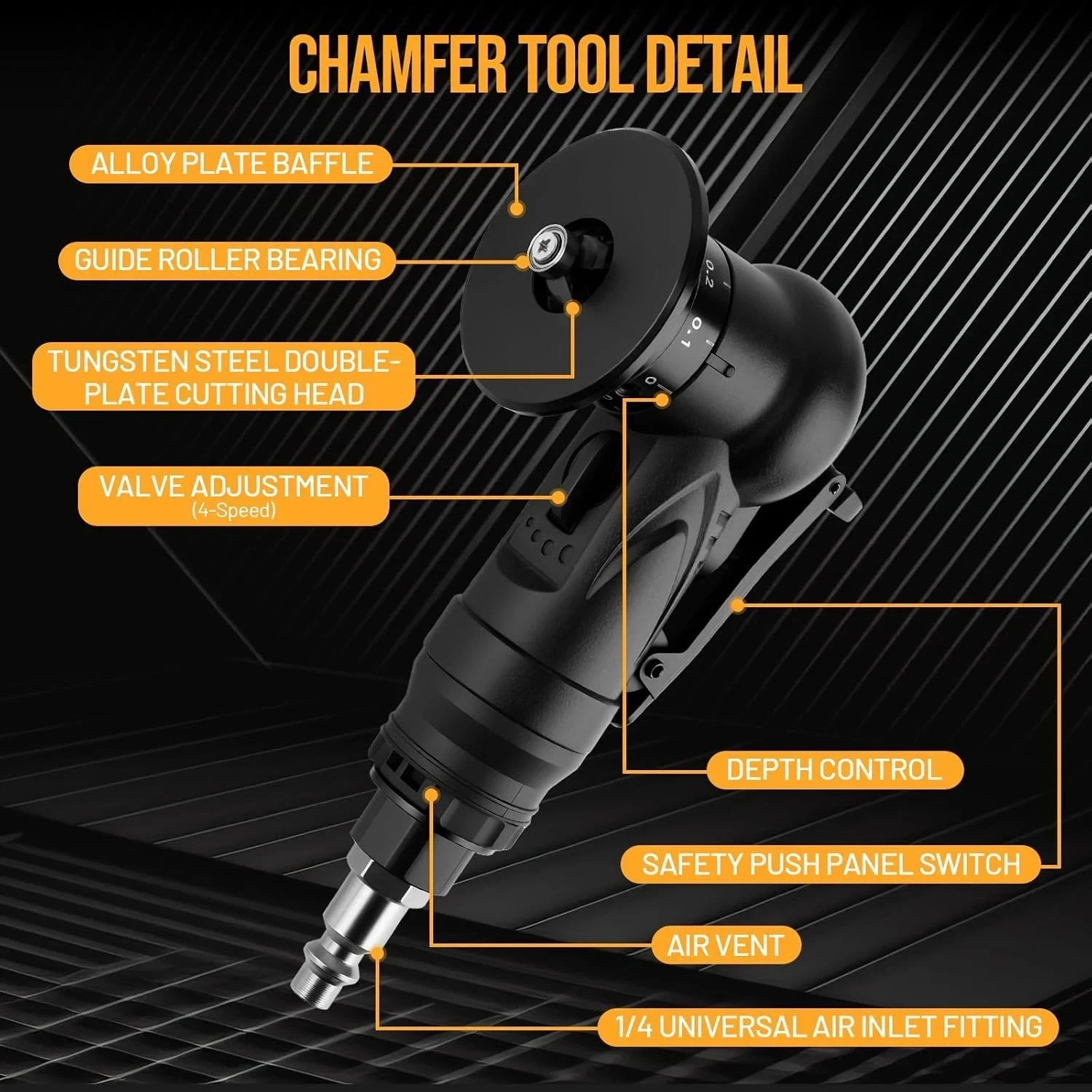 Pneumatic Chamfering Tool, Chamfer Tool with 6 C-Angle & 6 R-Angle Blades, Upgra