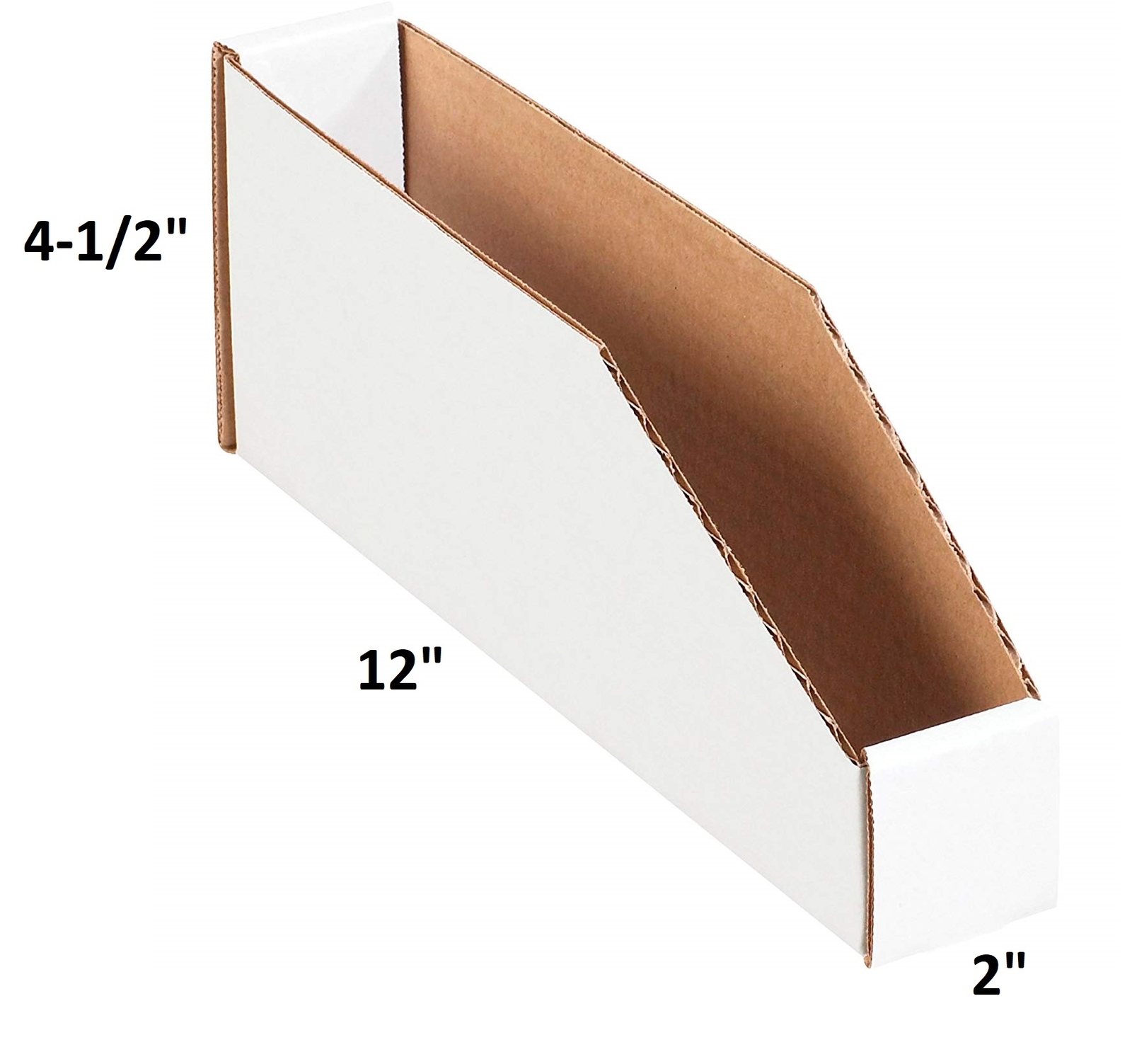 Lot of 50 BINMT212 Open Top Inventory Bin Box Corrugated Cardboard 2" 12" 4-1/2"