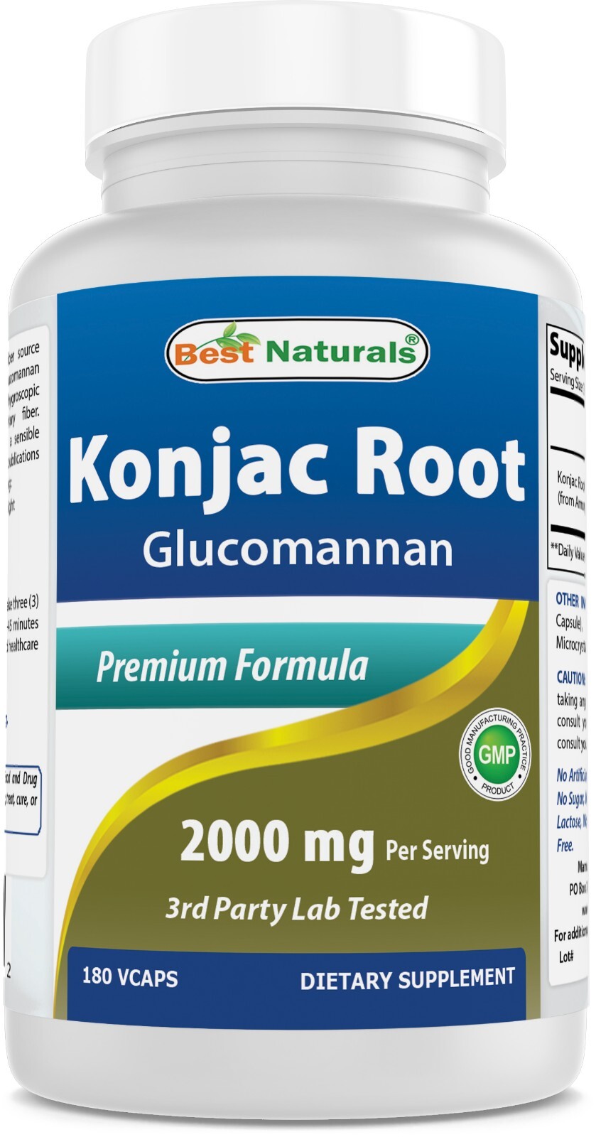 Best Naturals Konjac Glucomannan root 2000mg/serving  180 Veggie Caps