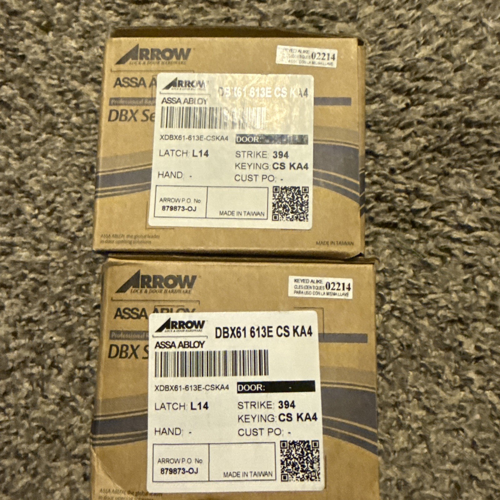 Arrow ASSA ABLOY Deadbolt DBX61 613E CS KA 4 Set Of 2. 2 Keys Each Box