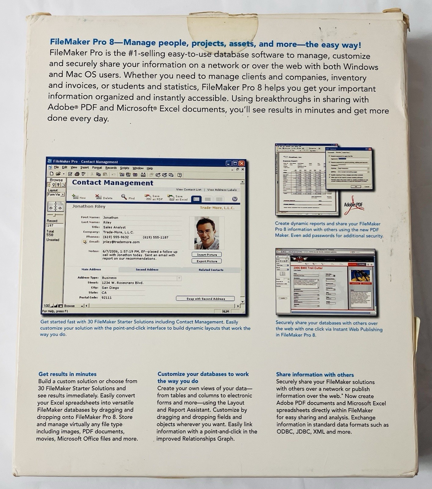 FileMaker Pro 8 Upgrade 5-License Pack Mac Windows XP Box Manuals CD Database