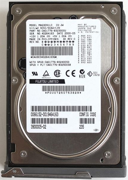 Hdd 9.1gb scsi, ca01776-b32300su, sun 3900005-02, 5403966-01