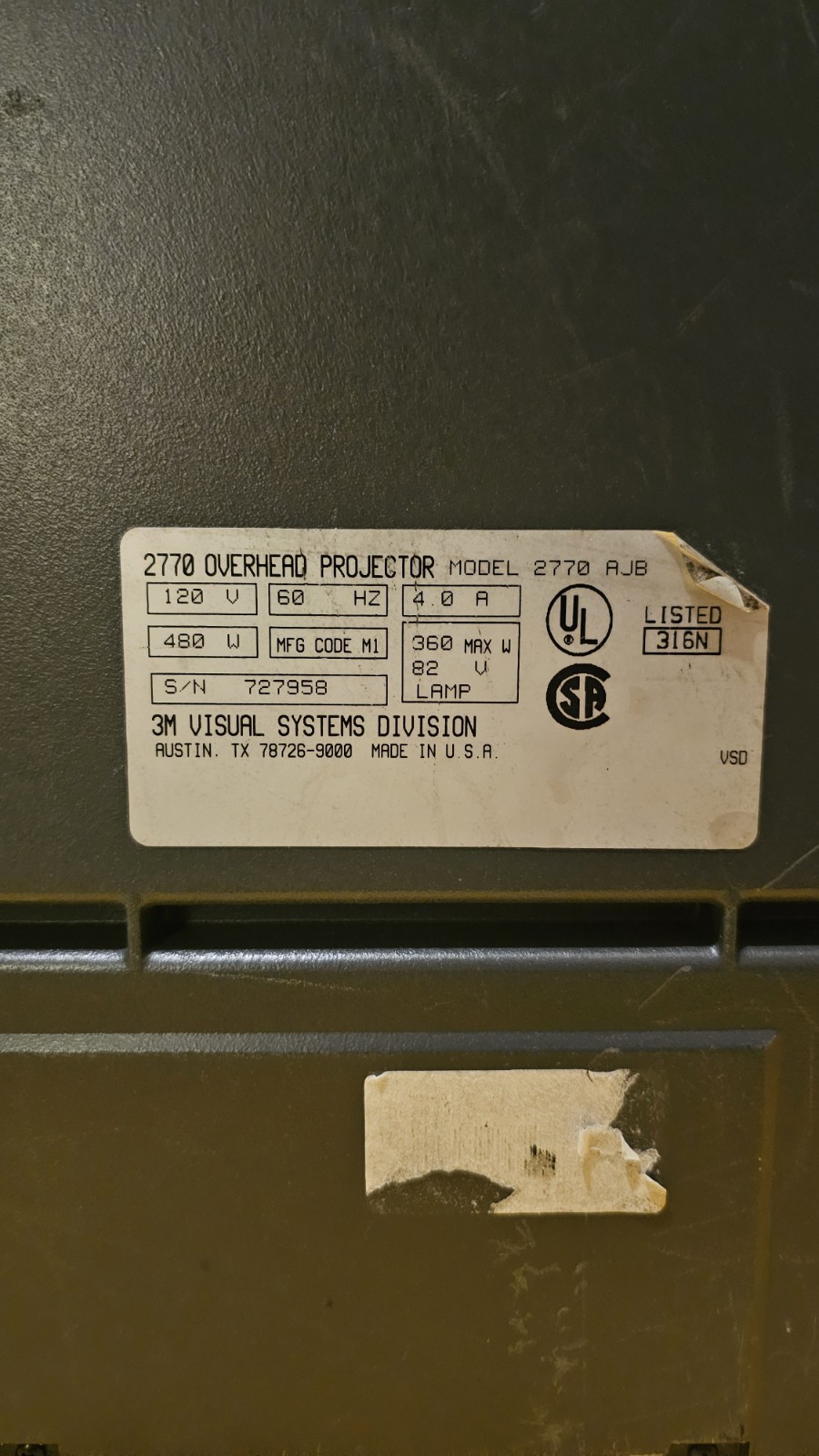 3M 2770 Overhead Projector