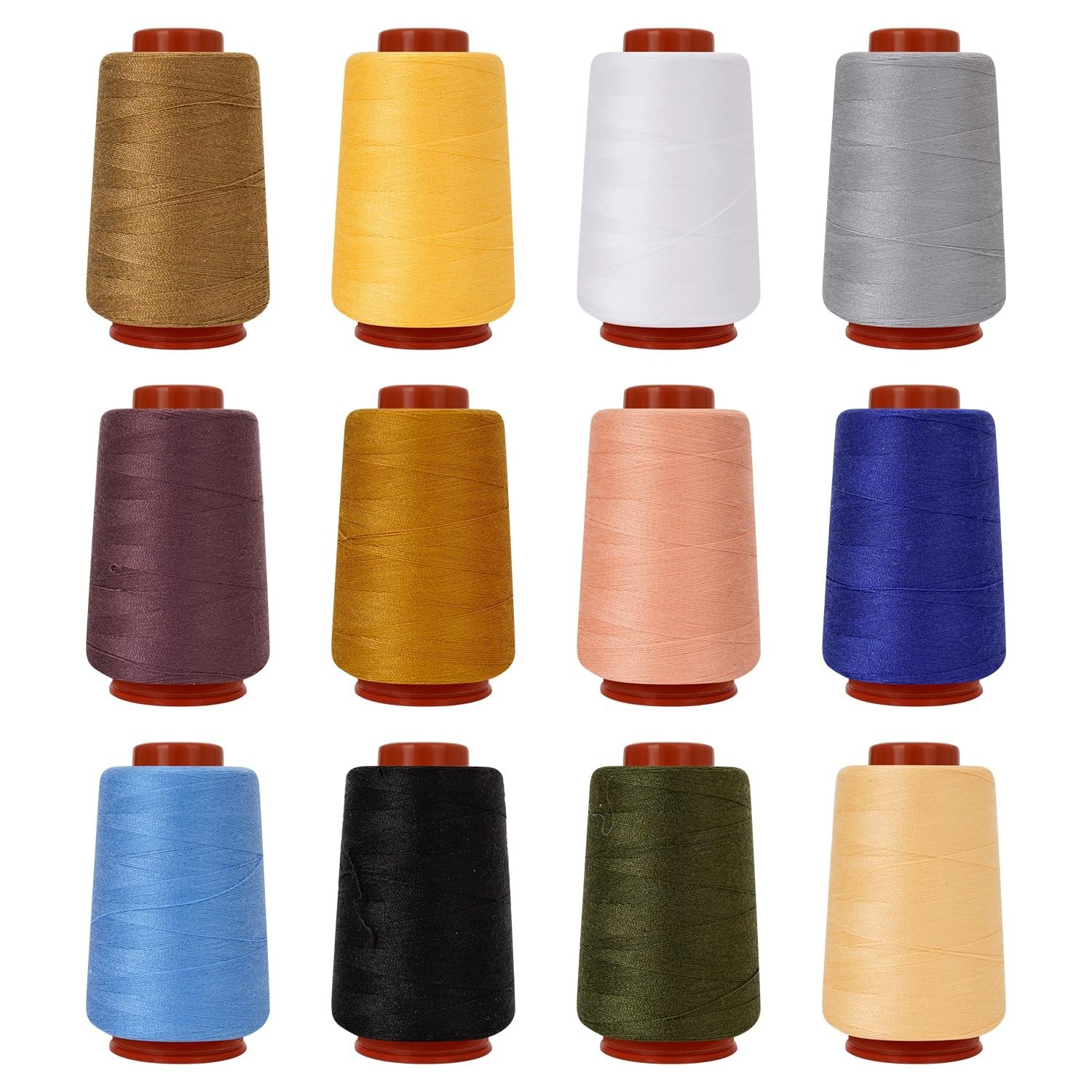 12PCS Sewing Thread Kit 30wt Spools,12 Colors,Assorted Colors Each 800 Yards ...